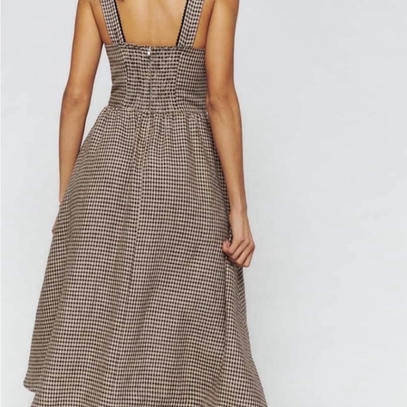 Reformation Black and Brown Checkered Midi Dress - Picture 2 of 9